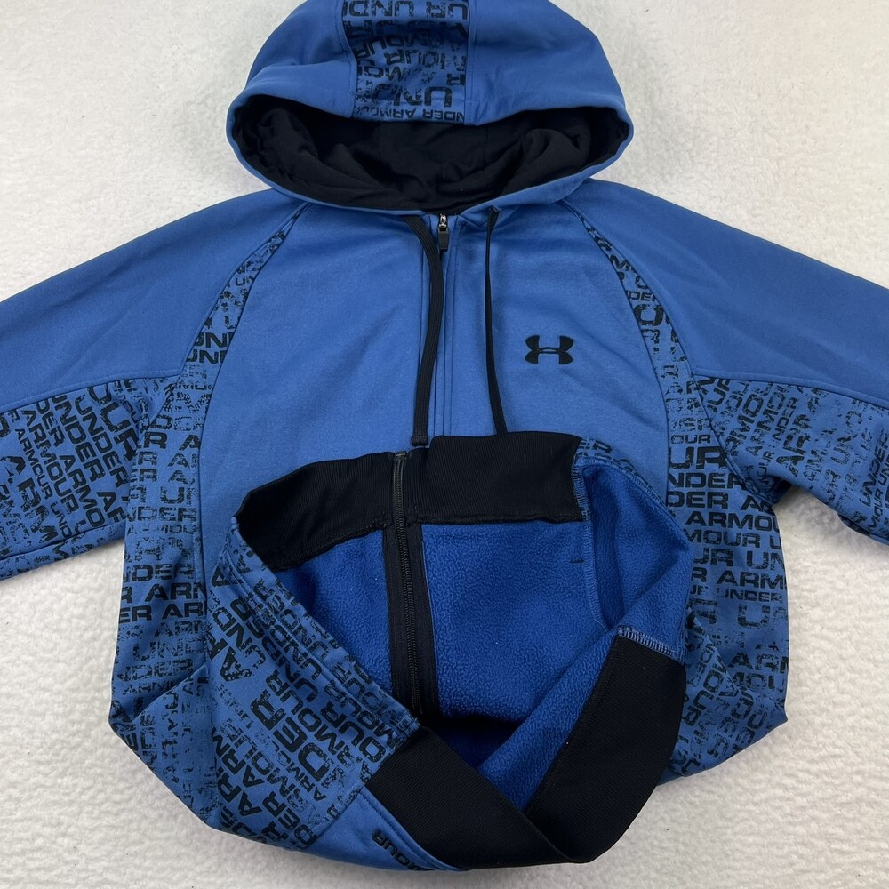 Under Armour Jacket Mens Medium ColdGear Logo Full Zip Hooded Fleece Lined - Picture 7 of 15